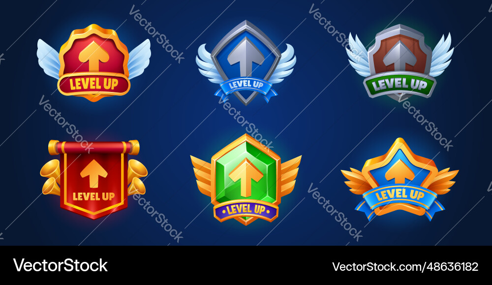 Set of level up badges Set of level up badges vector image