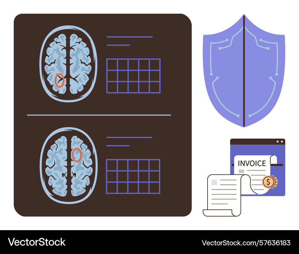 Brain scan with annotations financial document Brain scan with annotations financial document vector image