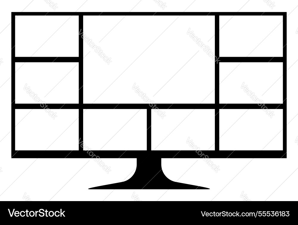 Computer screen with collage grid template gadget Vector Image