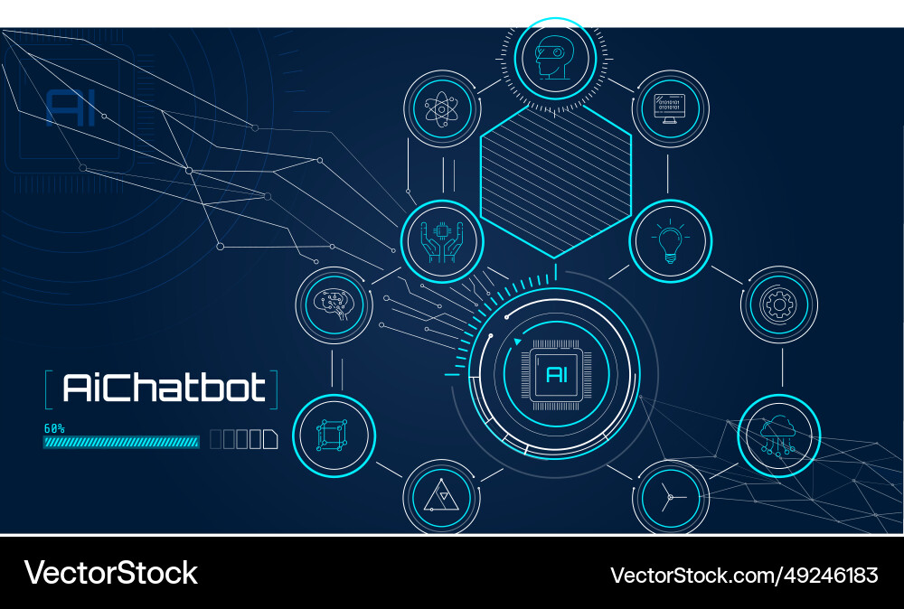 Conceptual technology with chatbot artificial Conceptual technology with chatbot artificial Vector Image