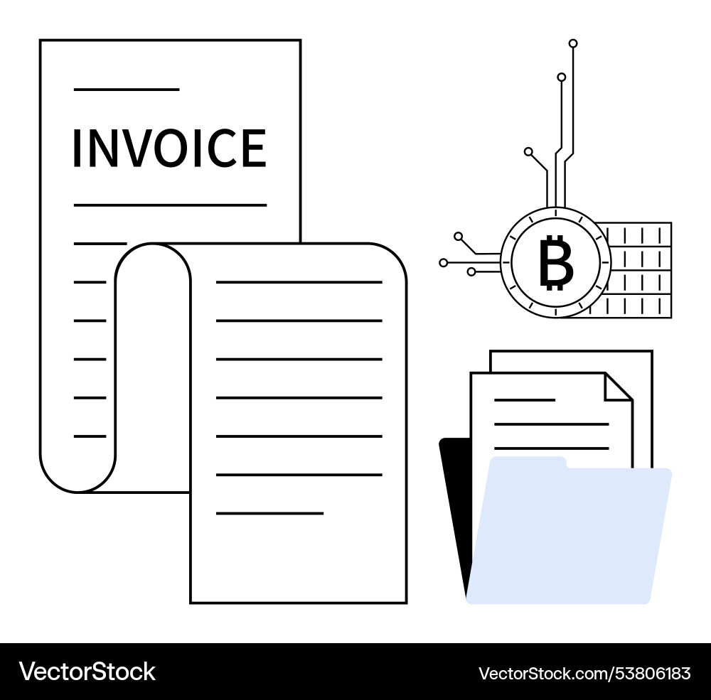 Digital invoice and bitcoin payment concept – Royalty-Free Vector |  VectorStock