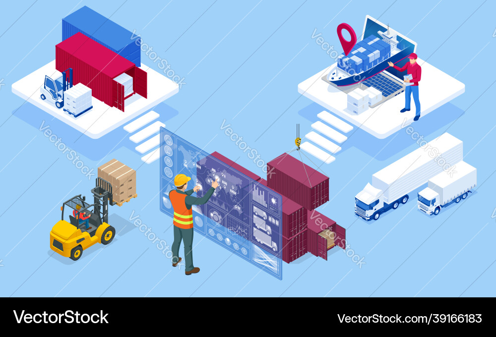 Global logistics network isometric Royalty Free Vector Image