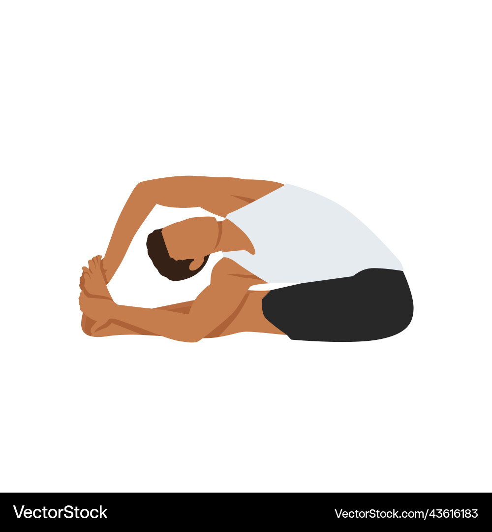 Man doing revolved seated forward bend vector image