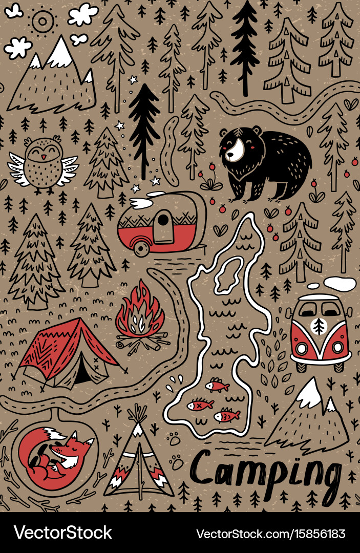Nature Camping Pattern Royalty Free Vector Image