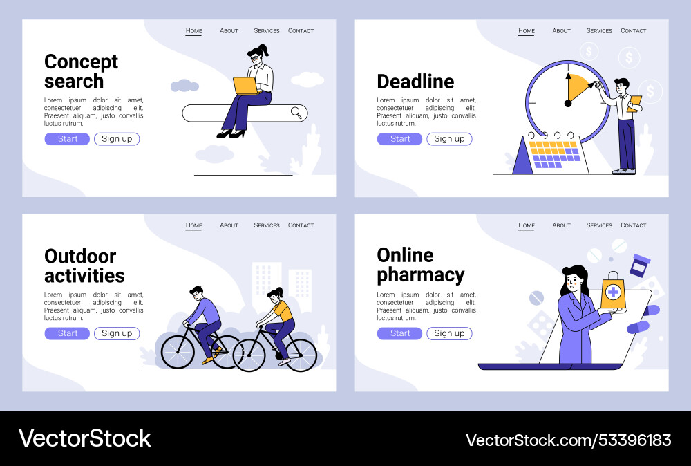 People lifestyle landing page time management People lifestyle landing page time management vector image