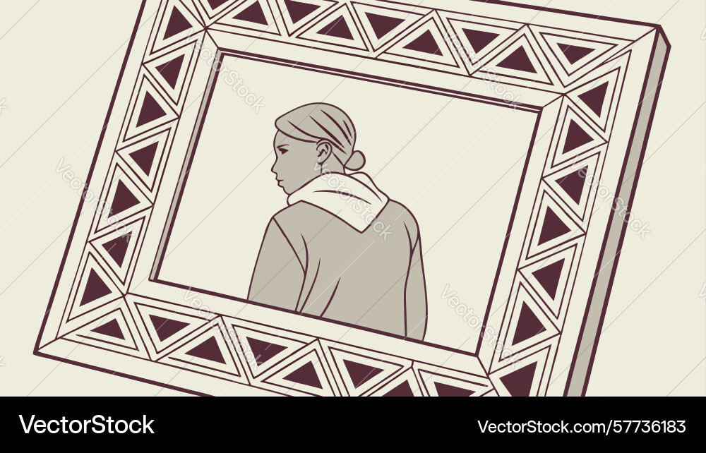 Portrait in abstract geometric frame design vector image
