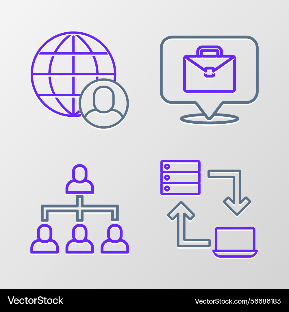 Set line online working hierarchy organogram Set line online working hierarchy organogram Vector Image