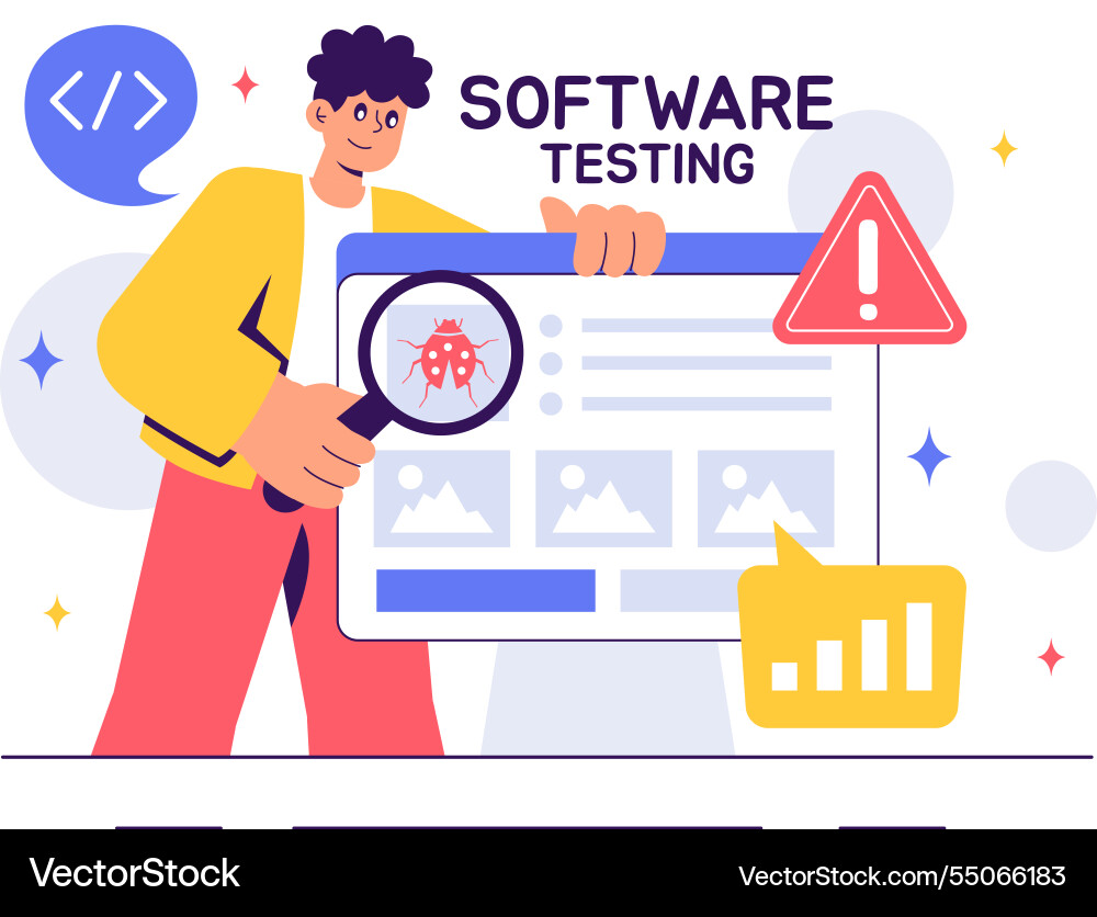 Software testing featuring application Software testing featuring application vector image