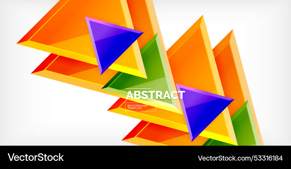 Abstract background - colorful triangles with 3d Vector Image