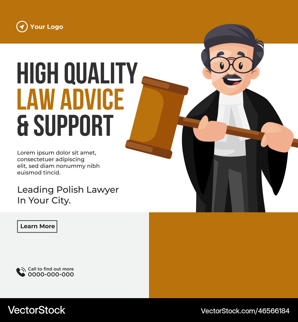 Banner design of high quality law advice support vector image