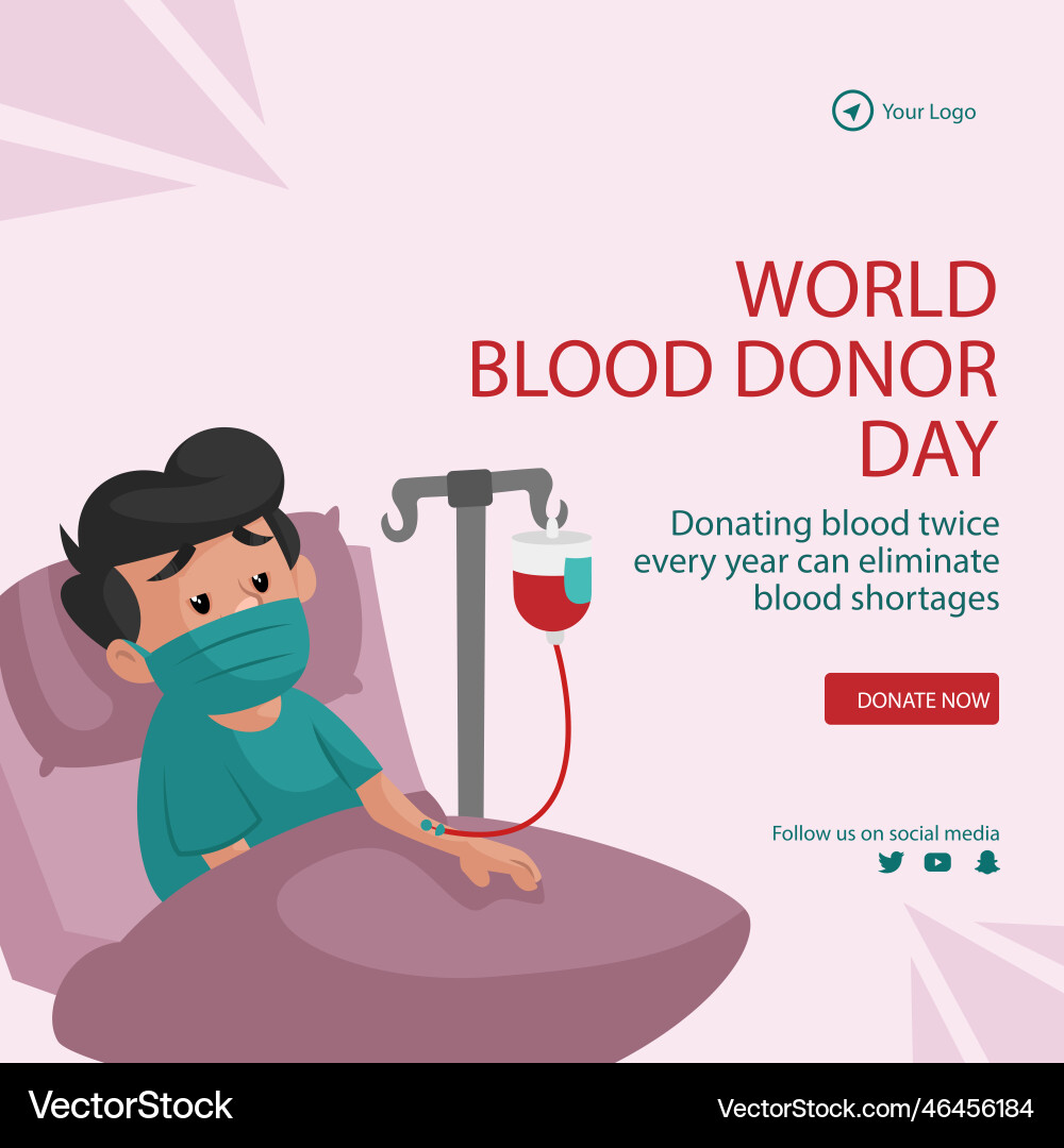 Banner design of world blood donor day vector image