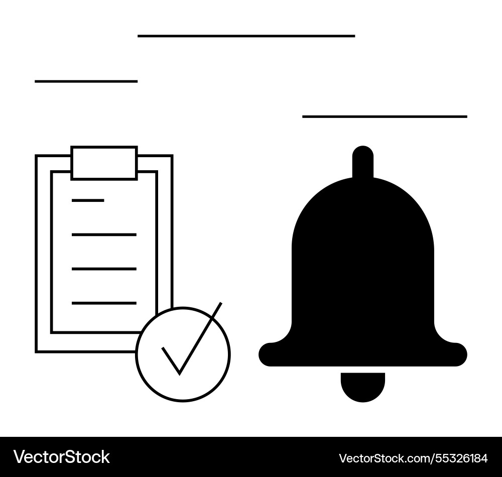 Checklist with checkmark and notification bell Checklist with checkmark and notification bell vector image