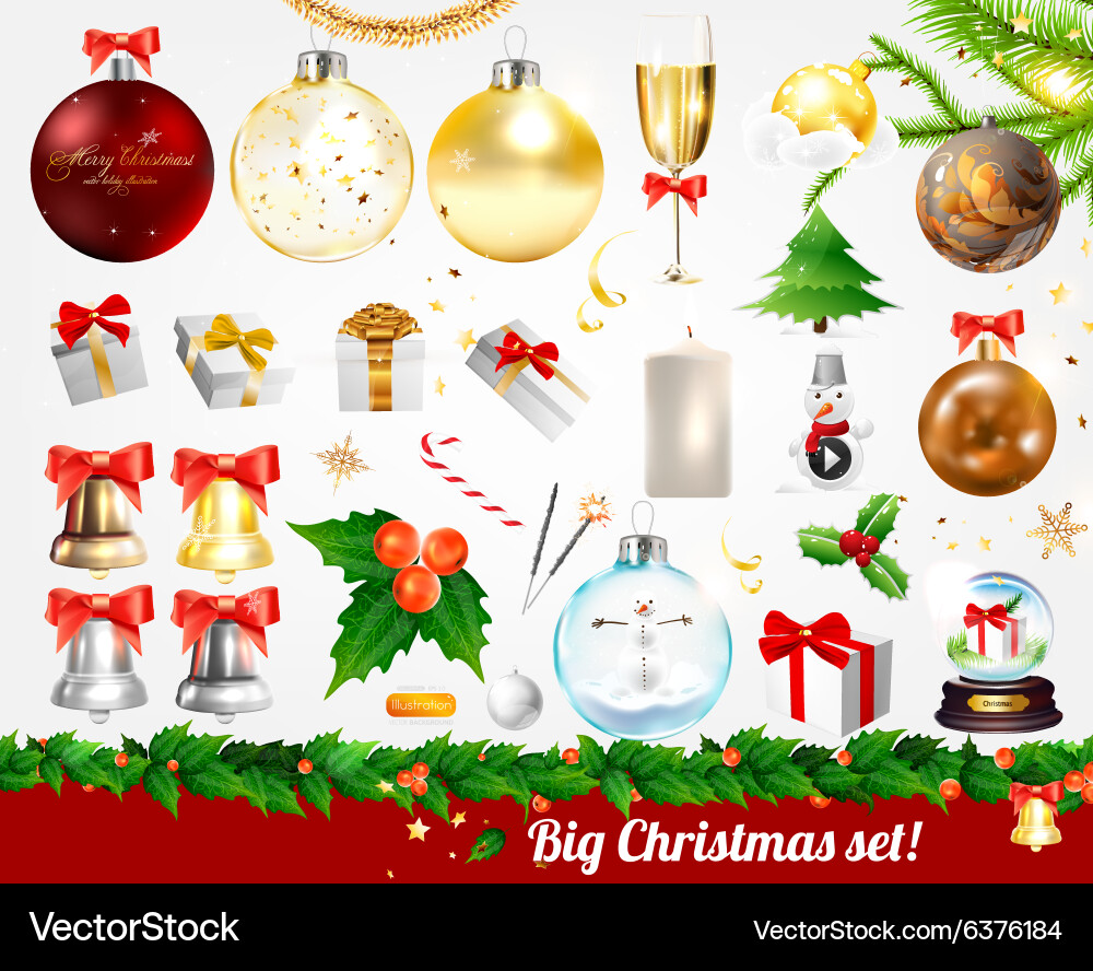 Christmas elements set Royalty Free Vector Image