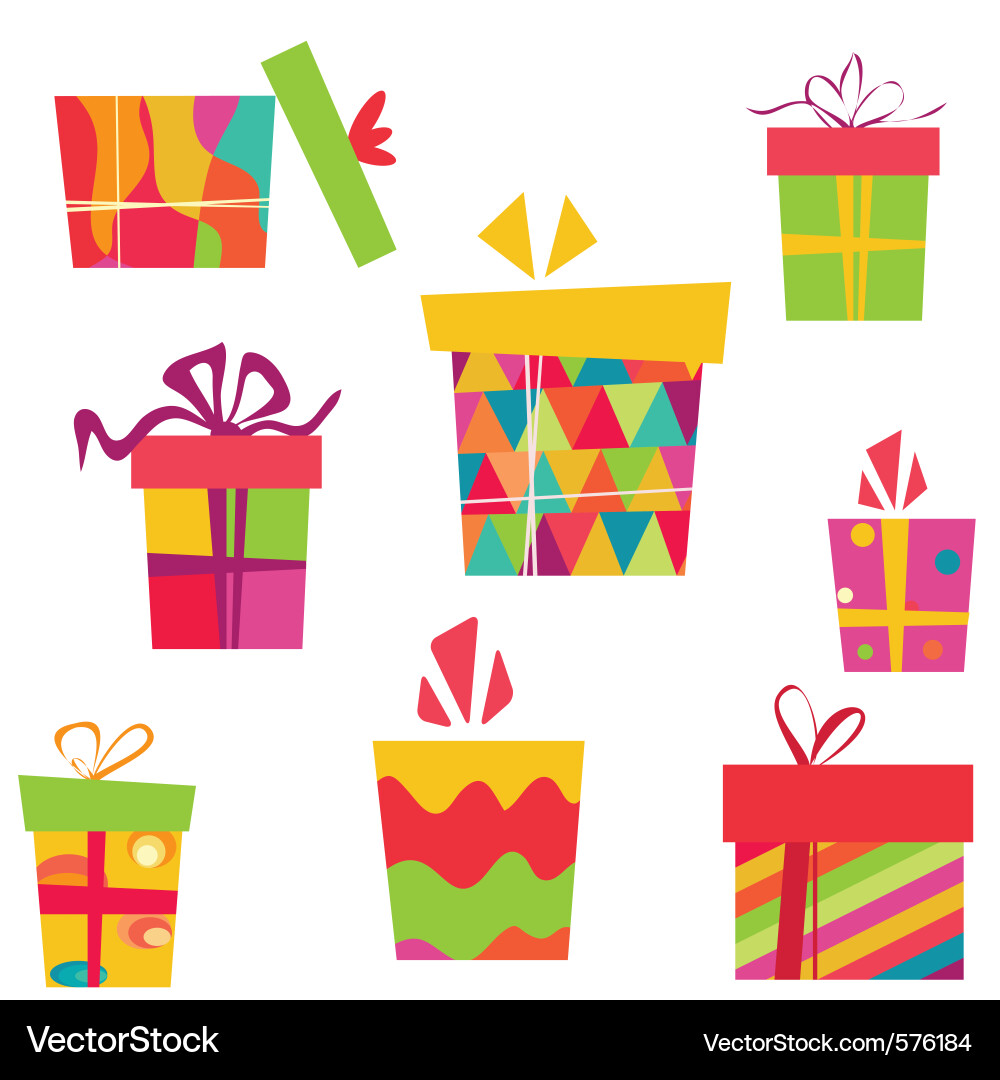 Colorful Gift Boxes Vector Image