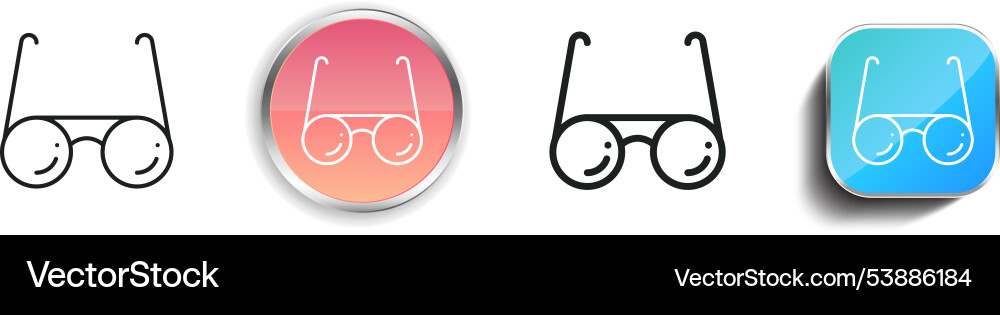 Eyeglasses icon thin linear regular and button Vector Image