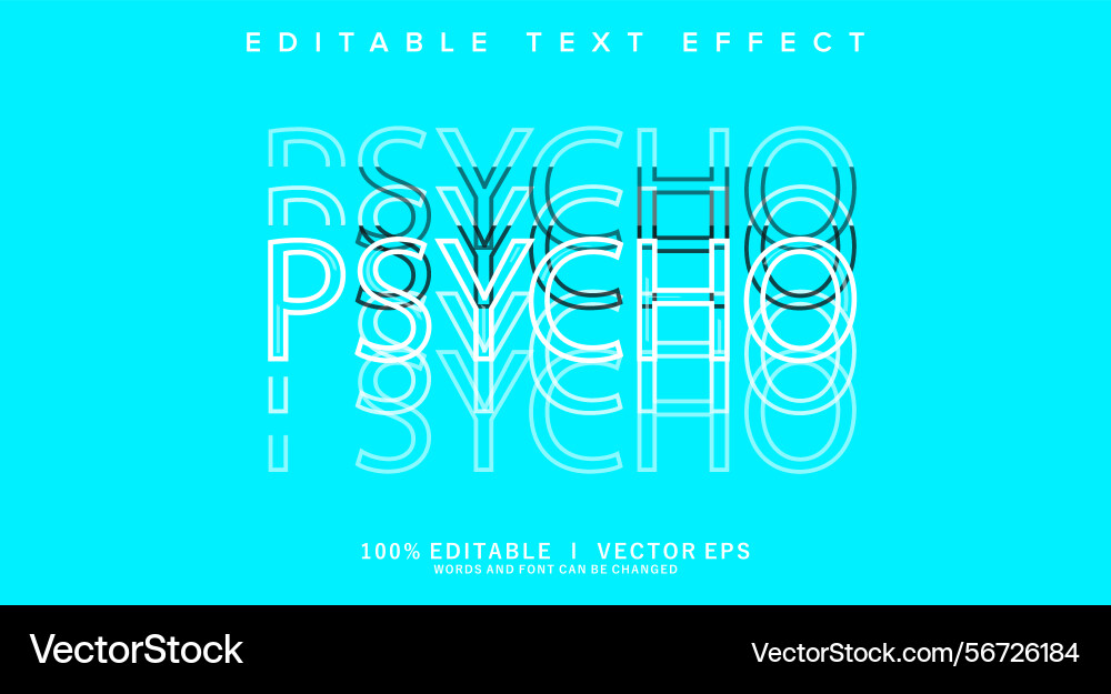 Psycho text effect with modern style design Vector Image