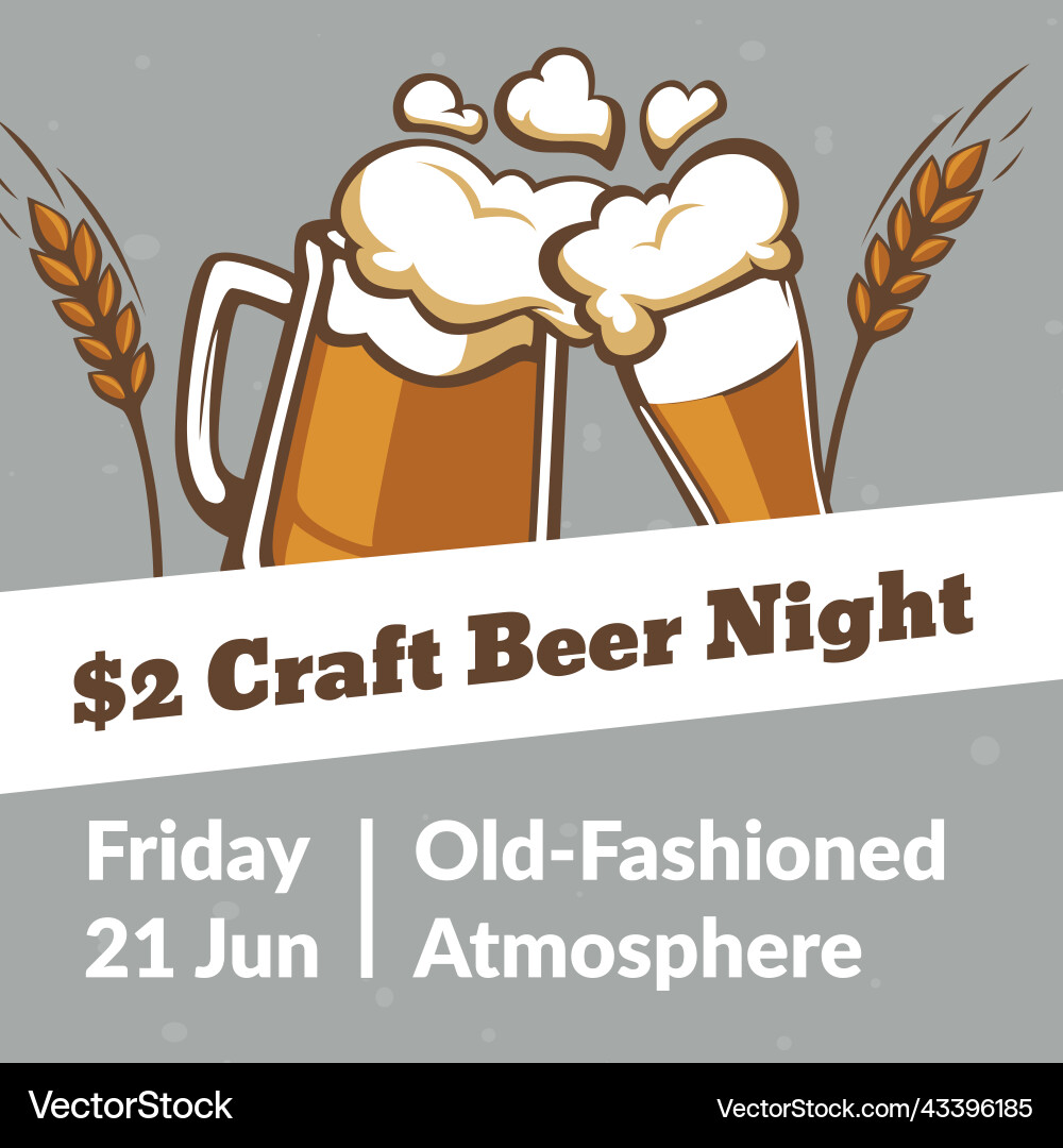 Craft beer night old fashioned atmosphere label vector image