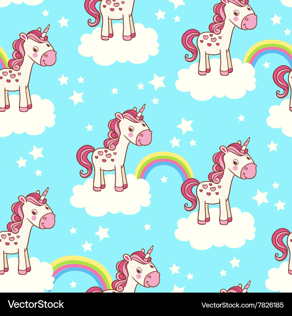 Cute seamless pattern with unicorn Royalty Free Vector Image