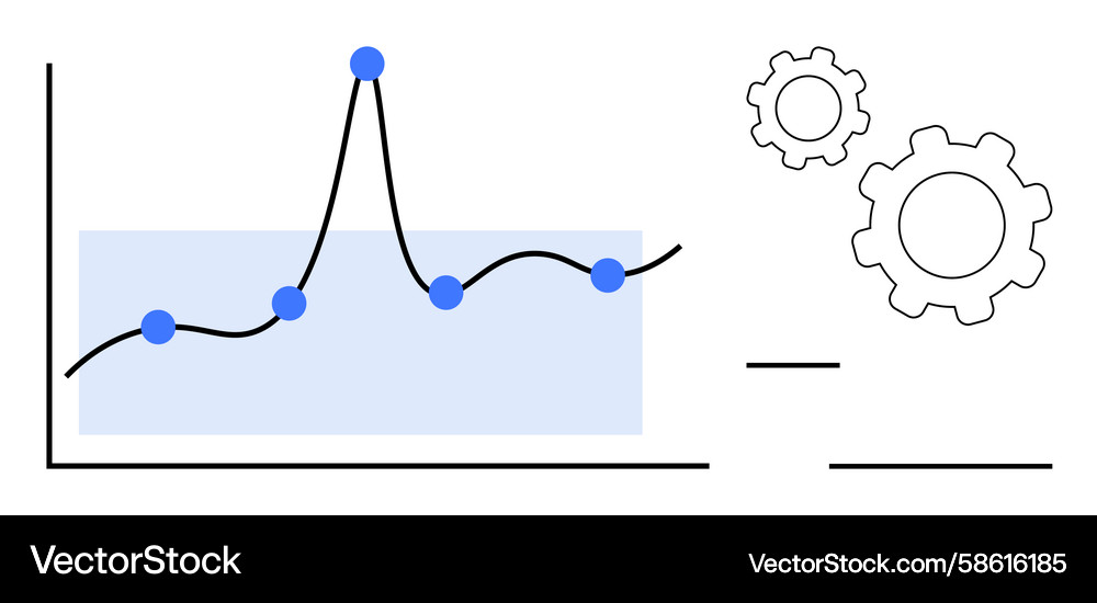 Data analytics chart with gears representing Data analytics chart with gears representing Vector Image