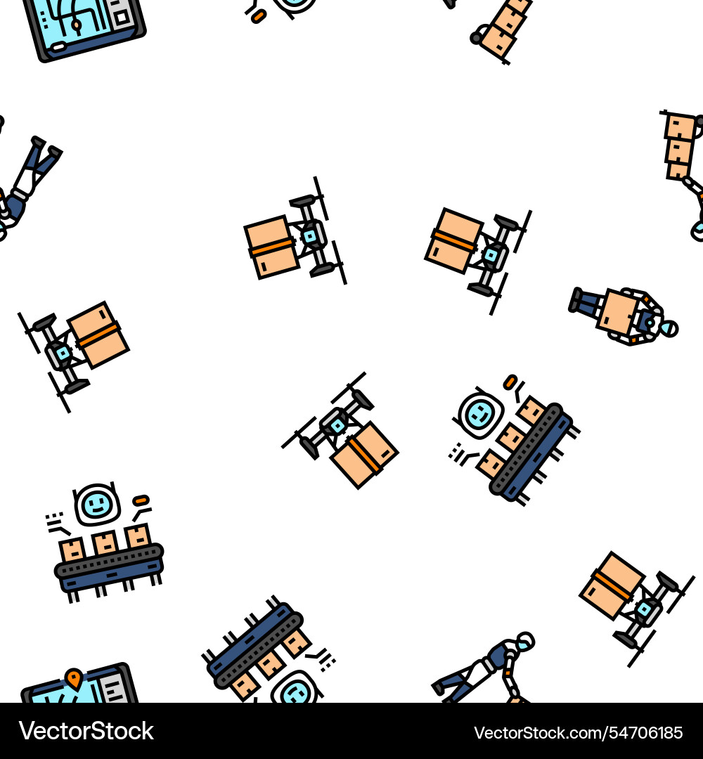 Delivery autonomous robot seamless pattern Vector Image