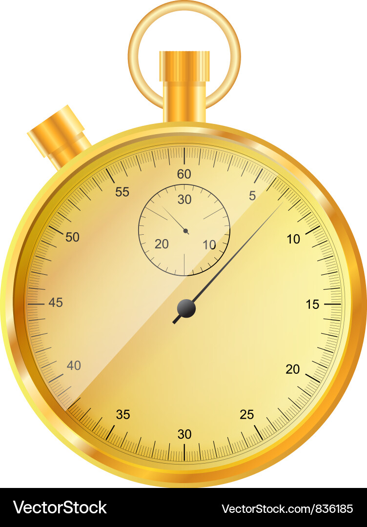 Gold Stopwatch with Digital Display Vector Image