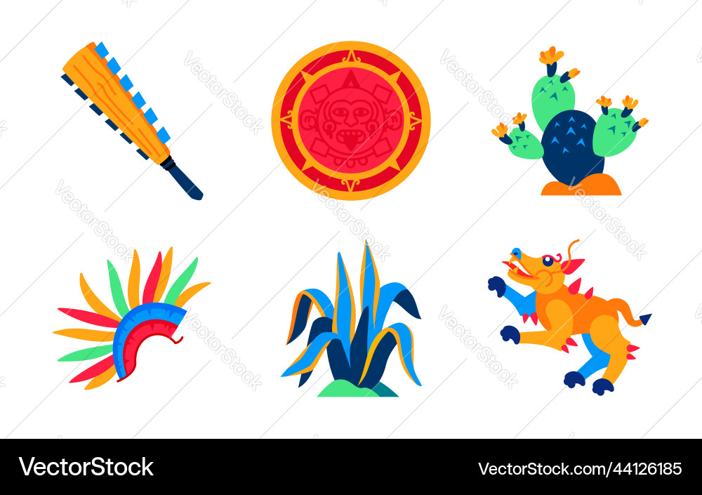 Maya and aztecs items - flat design style object Vector Image