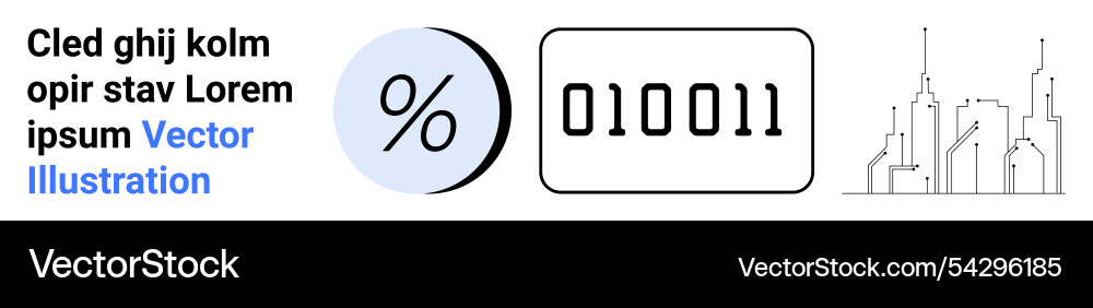 Modern digital text percentage symbol binary Modern digital text percentage symbol binary Vector Image