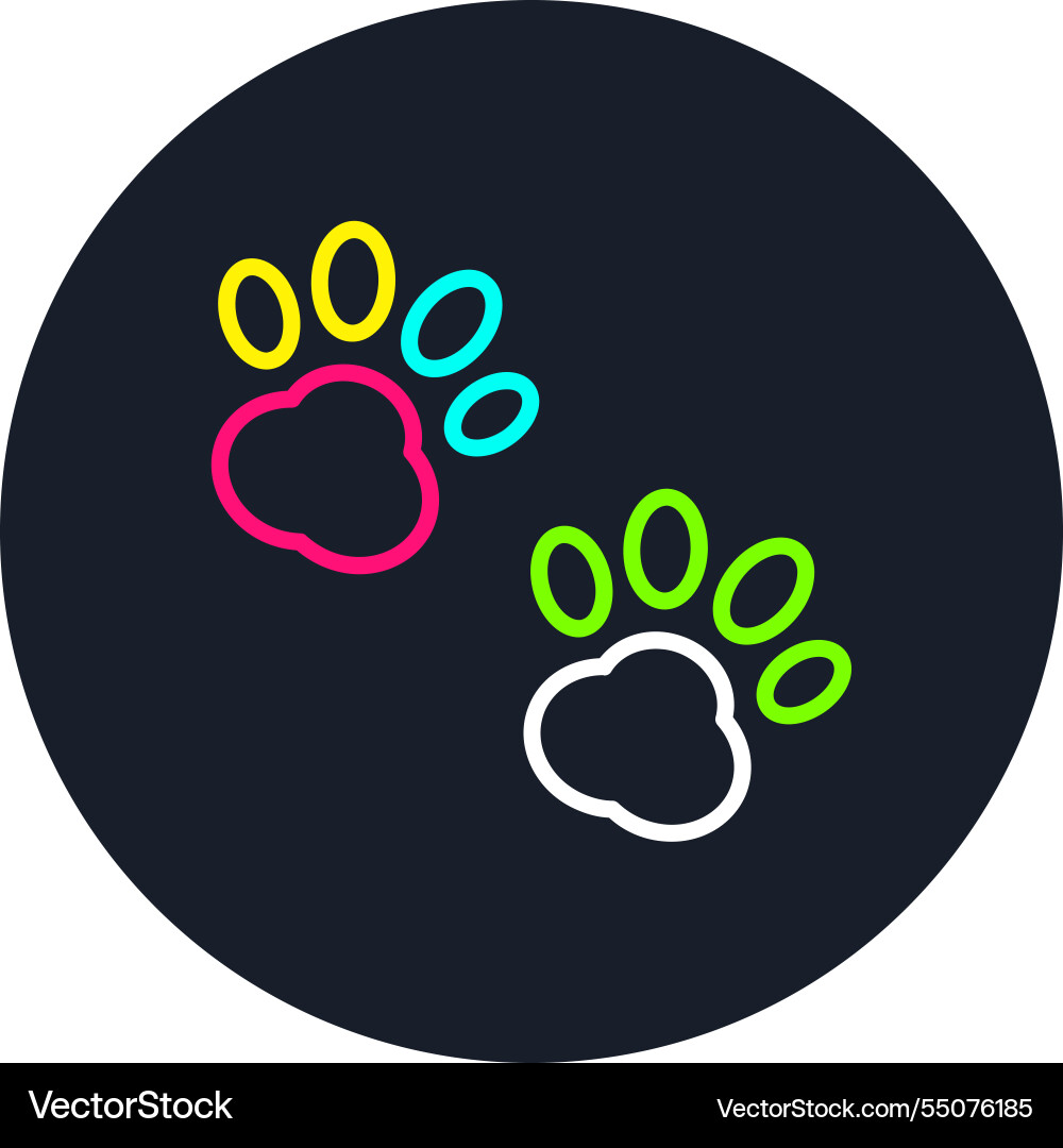 Pawprint line multi color icon vector image
