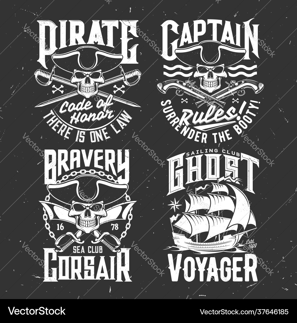 Pirate Skull Apparel - Nautical Print vector image