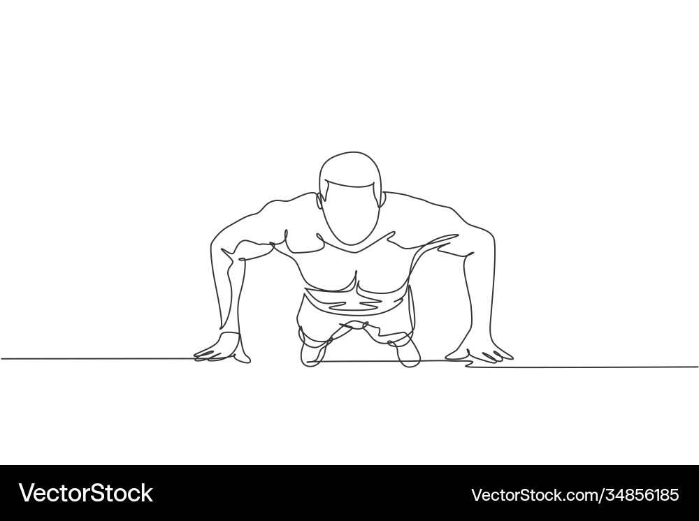 Single Line Push-Up vector image