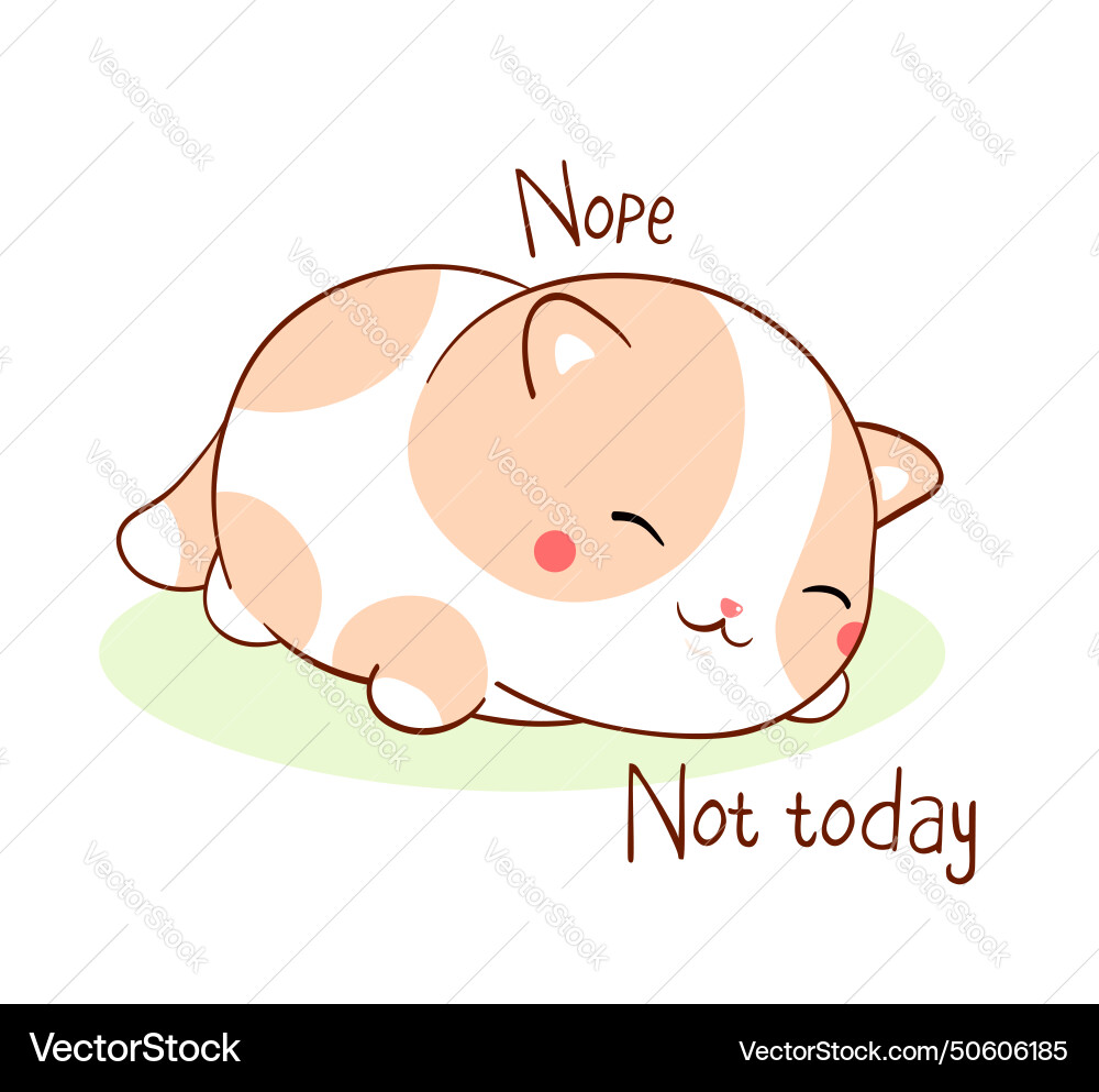 Square card with a lying lazy cat and inscription Square card with a lying lazy cat and inscription vector image