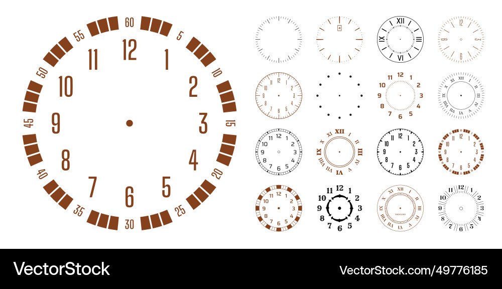 Vintage clock face roman numeral watch circle Vintage clock face roman numeral watch circle vector image
