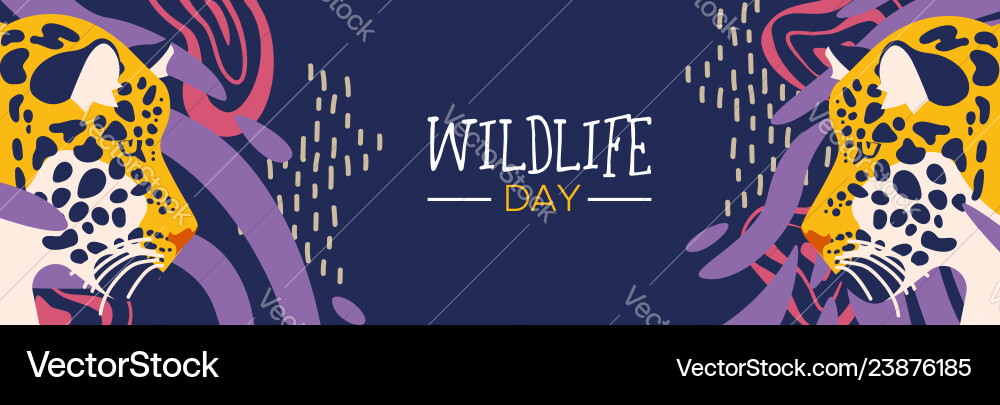 Wildlife Day Web-Banner von Leopard im Dschungel Wildlife Day Web-Banner von Leopard im Dschungel vektorbild