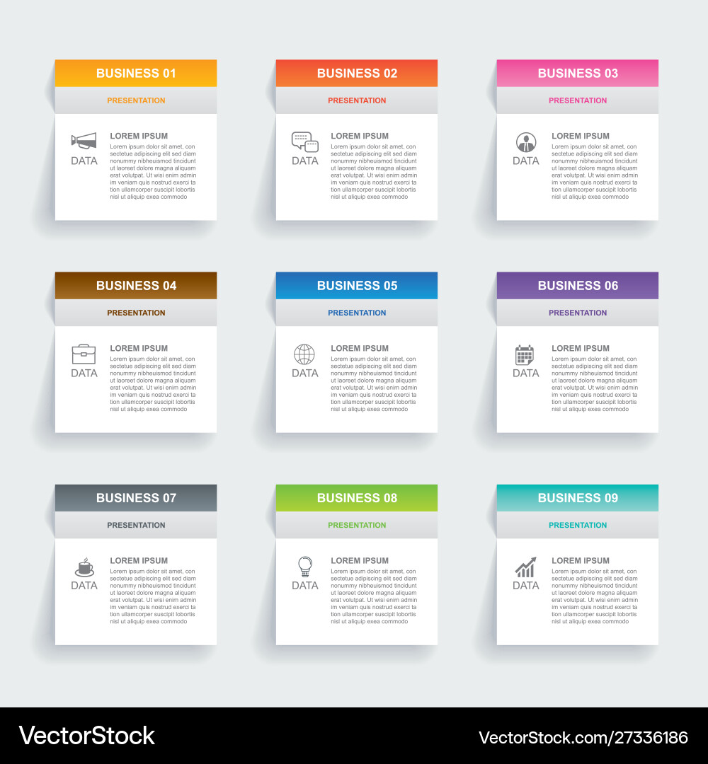 Data Index - 9 Rectangle Templates vector image