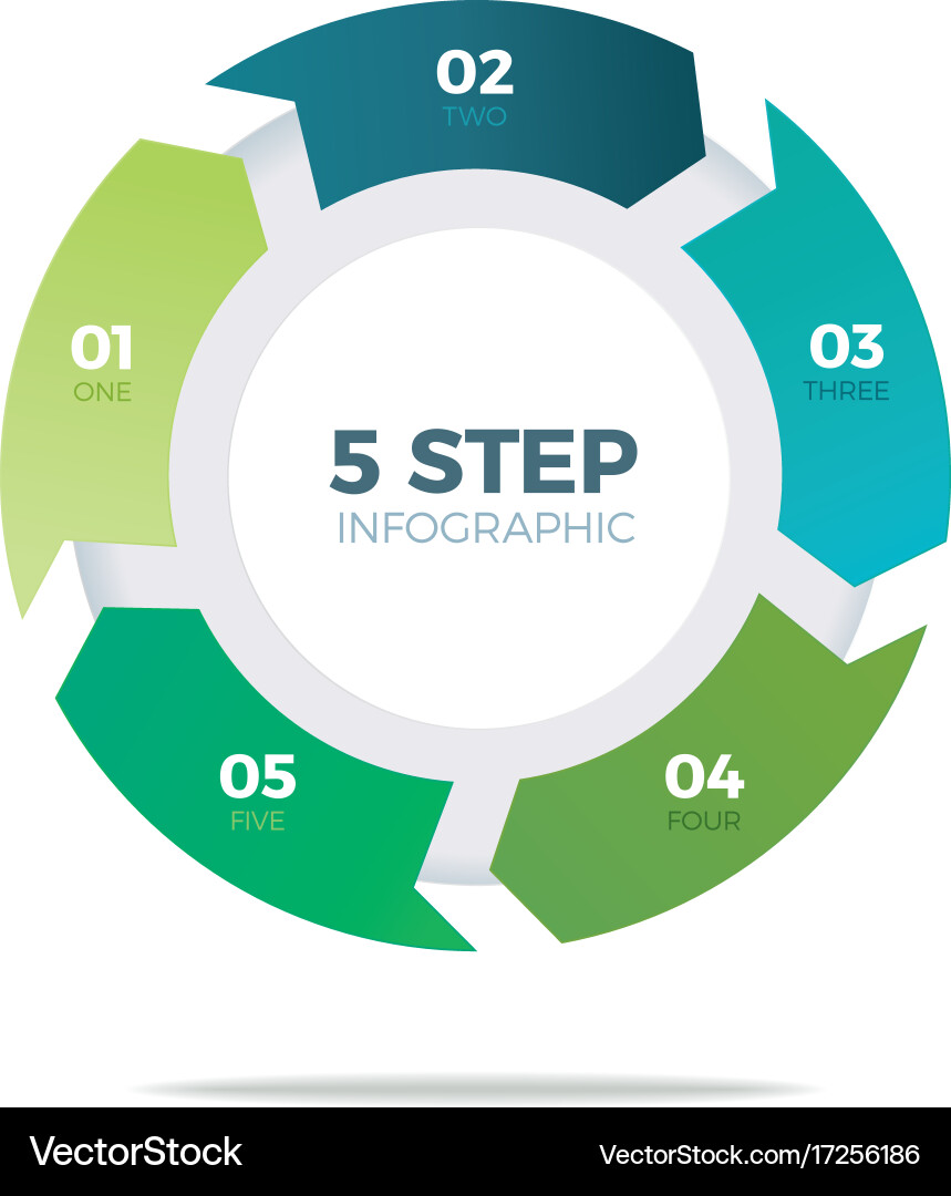 Five Step Circular Progress Chart vector image