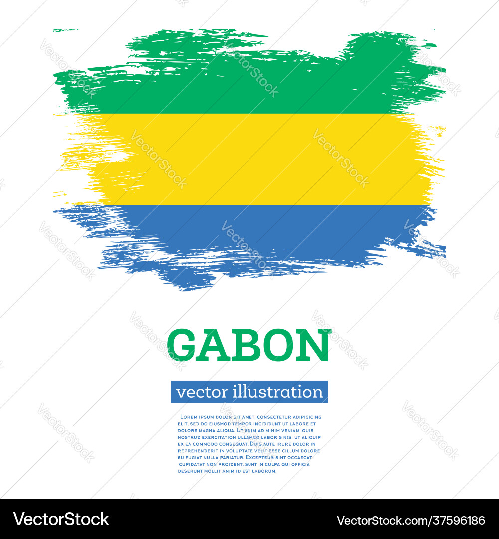 Gabon flag with brush strokes independence day Gabon flag with brush strokes independence day vector image