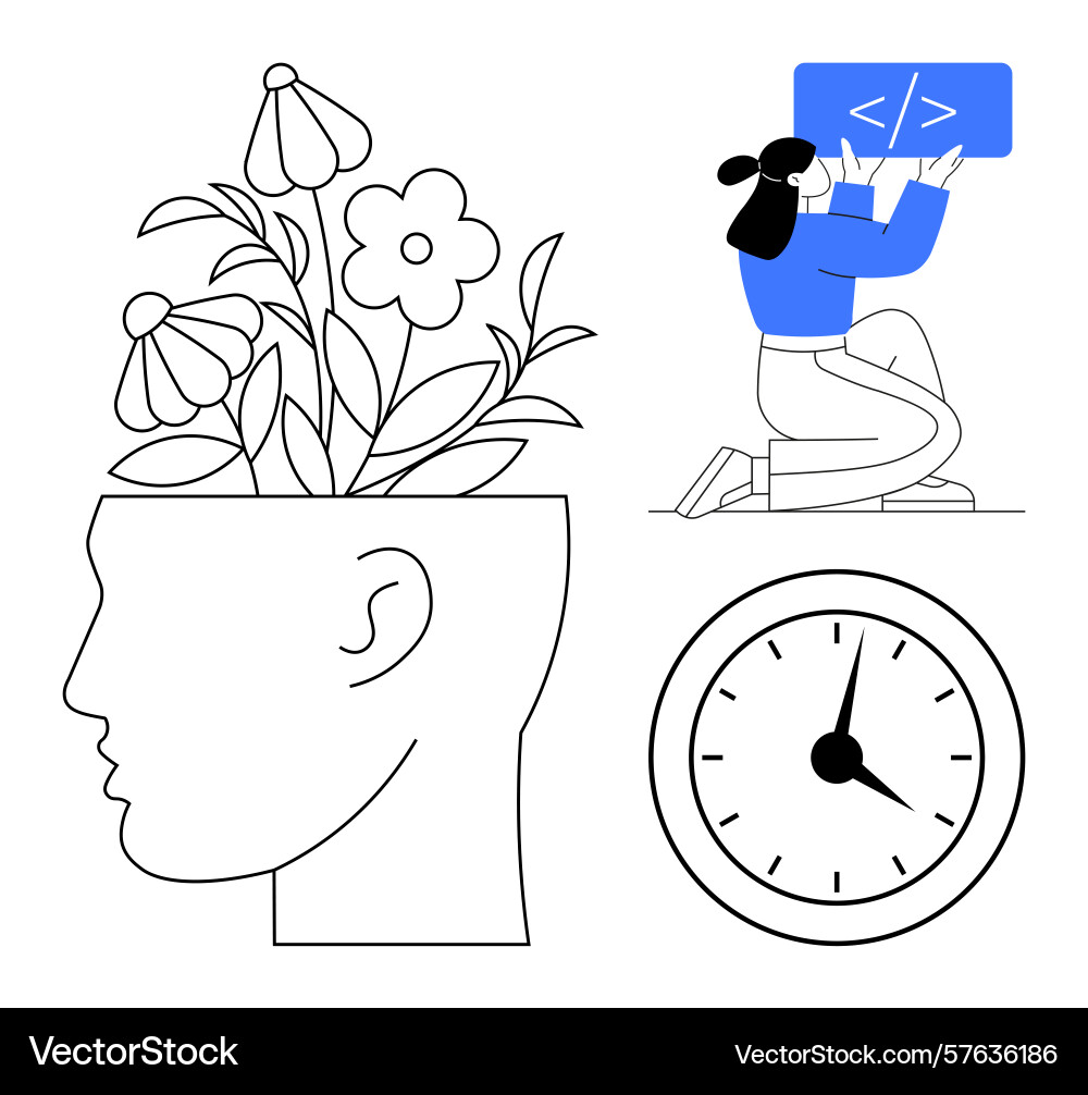 Growth mindset with coding nature and time Growth mindset with coding nature and time vector image