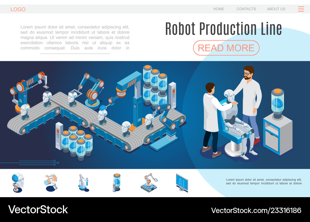 Isometric artificial intelligence website template Isometric artificial intelligence website template vector image