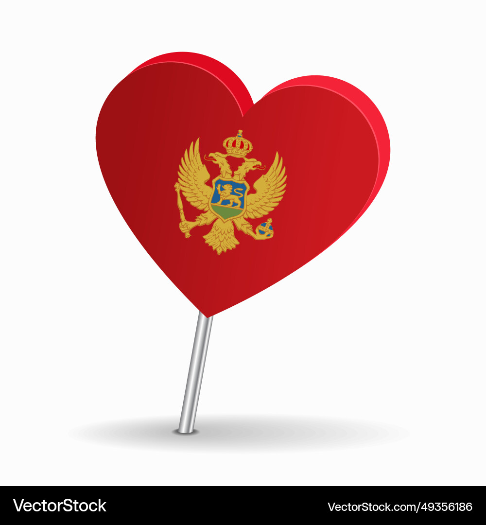 Montenegrian flag heart-shaped map pointer layout Montenegrian flag heart-shaped map pointer layout Vector Image