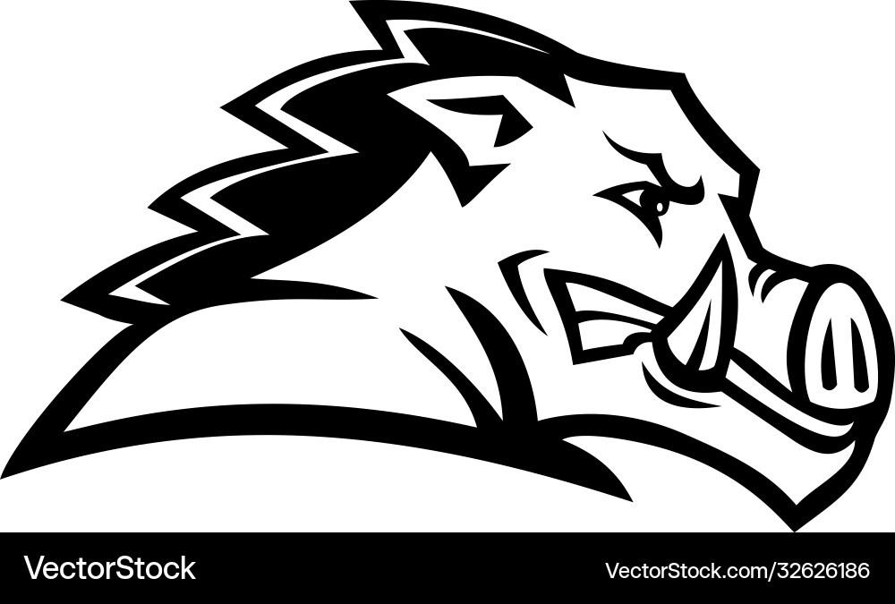 Red wild boar or razorback head side view mascot vector image