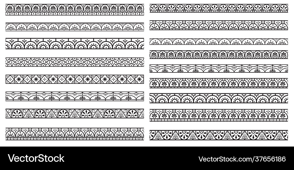 Set decorative seamless ornamental border Vector Image