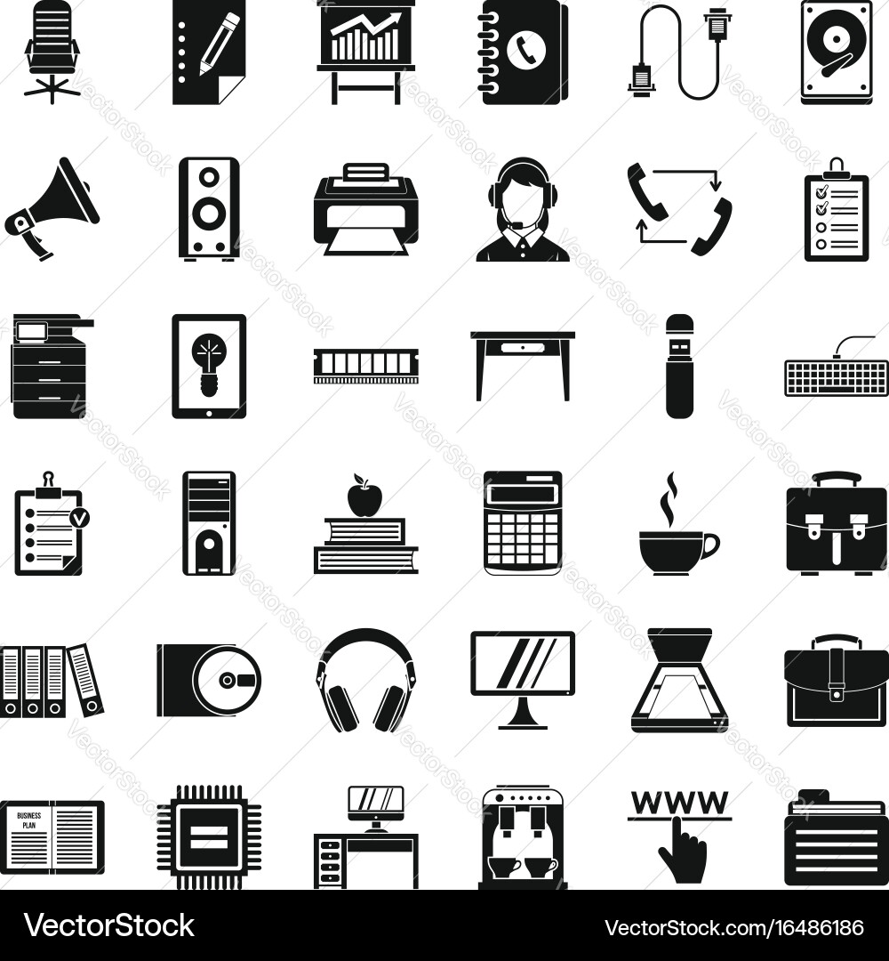 Work folder icons set simple style vector image