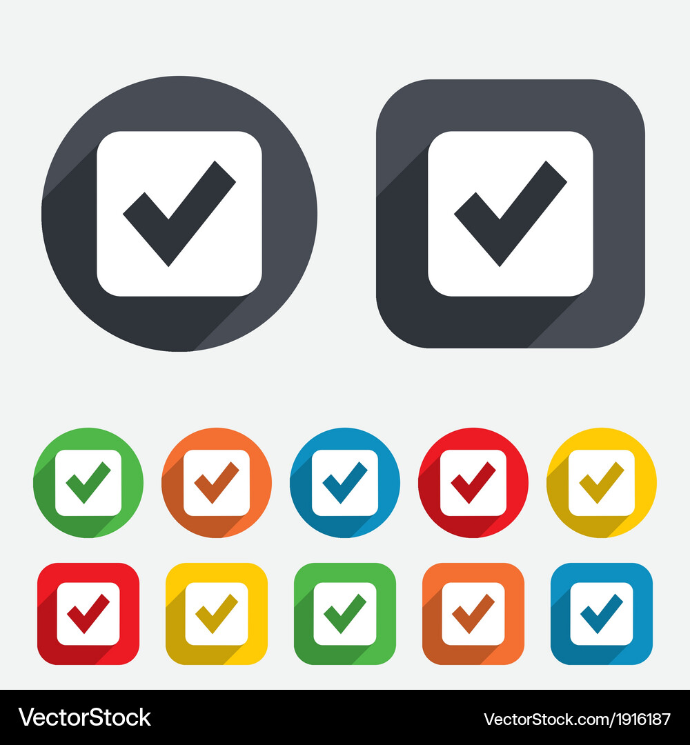 Check Mark Icon - Circular Buttons Vector Image