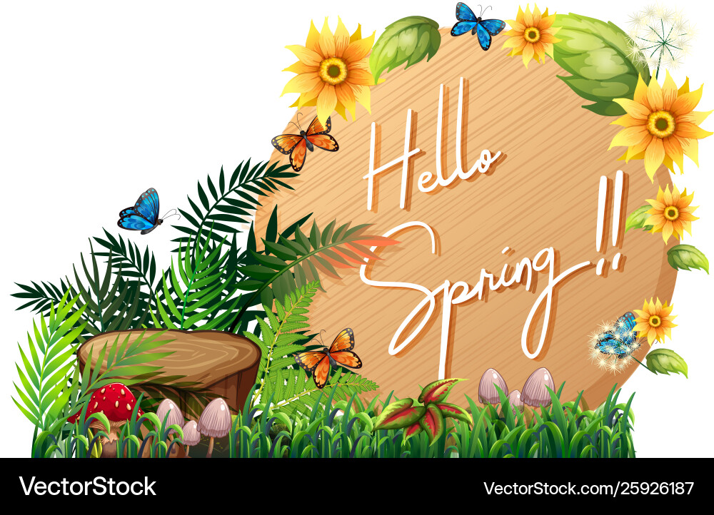 Hello spring text banner Hello spring text banner vector image
