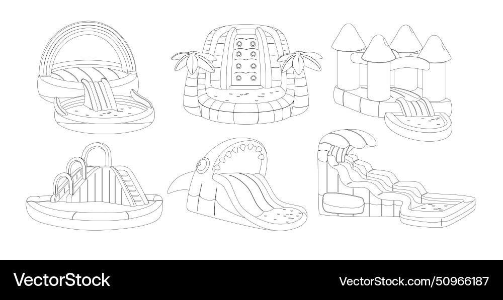 Inflatable slides with pools outline monochrome Inflatable slides with pools outline monochrome vector image