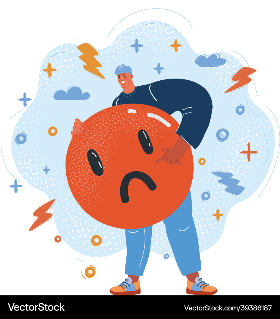 Man hold sad emoji Man hold sad emoji vector image