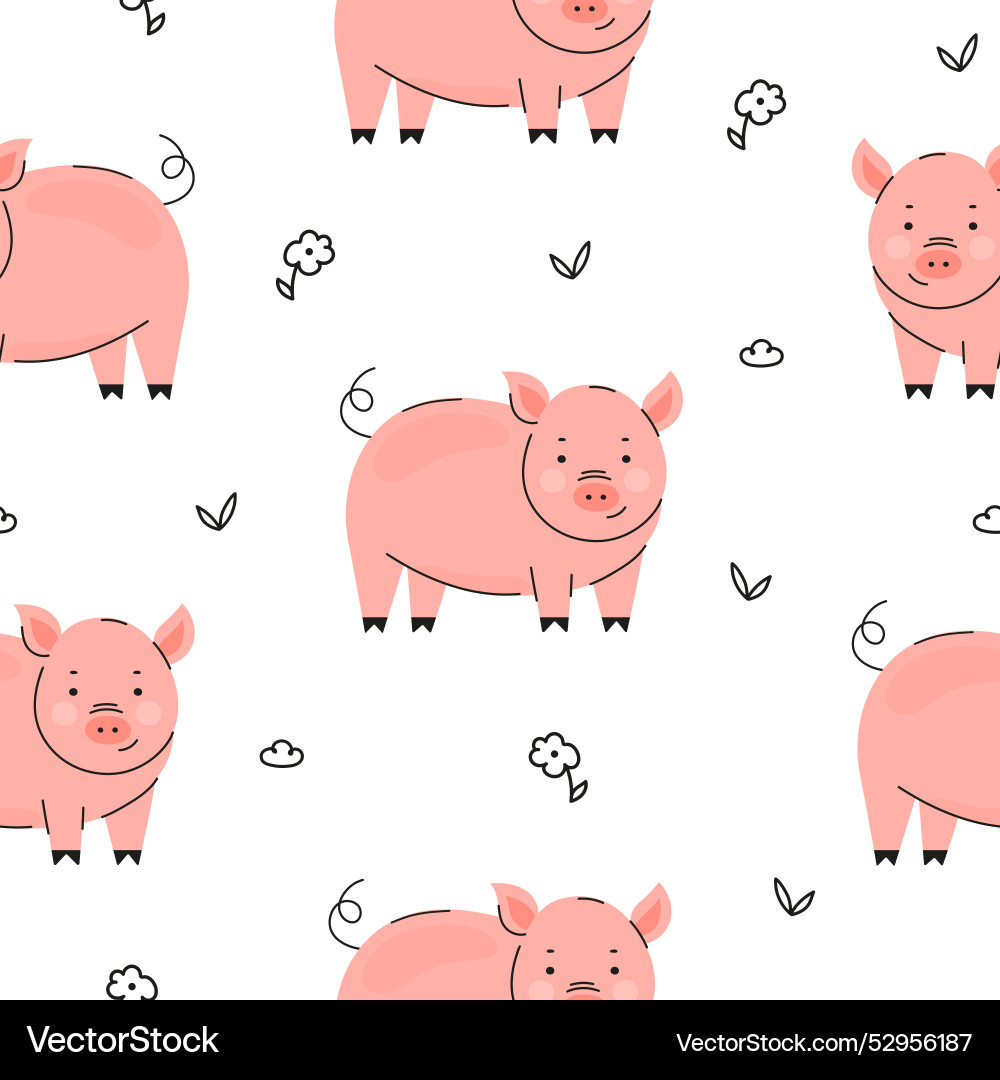 Süßes Schwein mit Blume nahtlos Muster Hintergrund Süßes Schwein mit Blume nahtlos Muster Hintergrund vektorbild