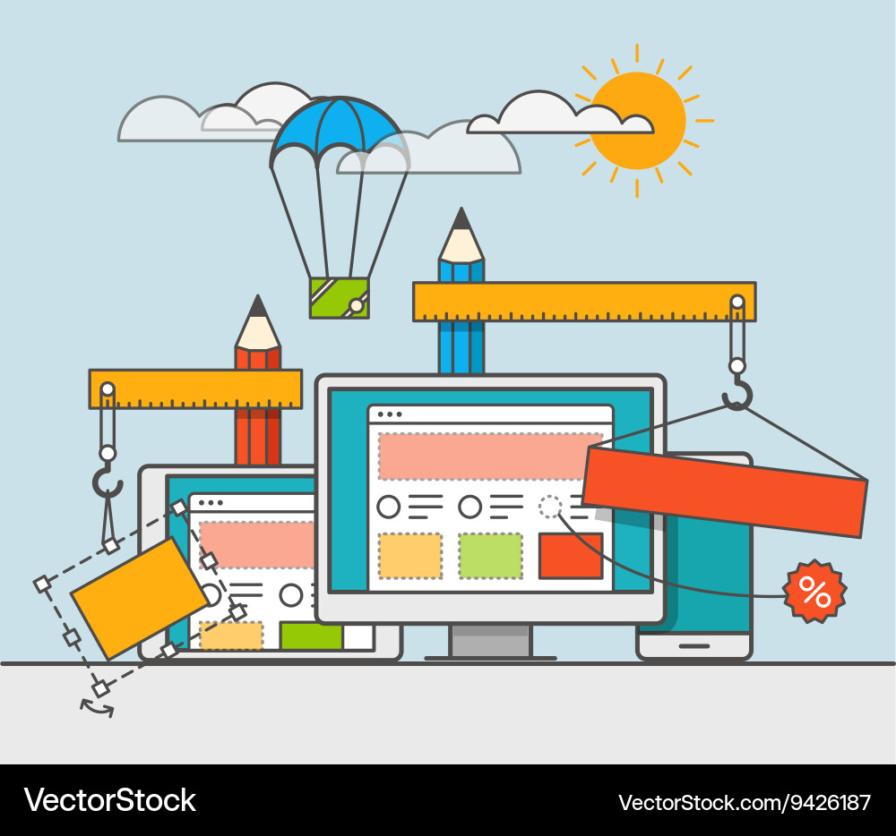 Web site constructor design concept Vector Image