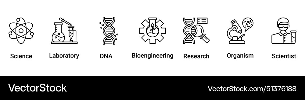 Biotechnology icon set Royalty Free Vector Image