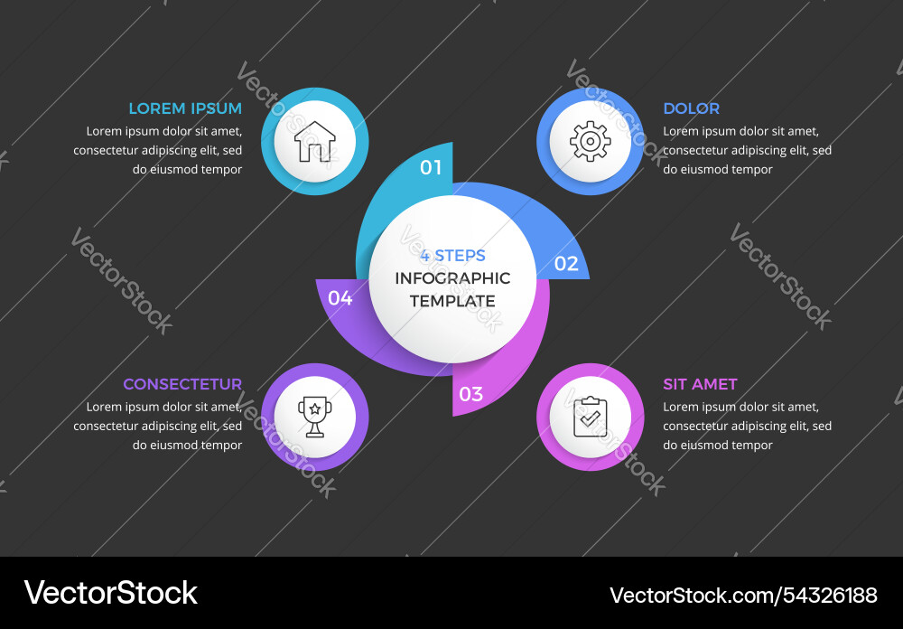 Circle infographic template with 4 elements Circle infographic template with 4 elements vector image